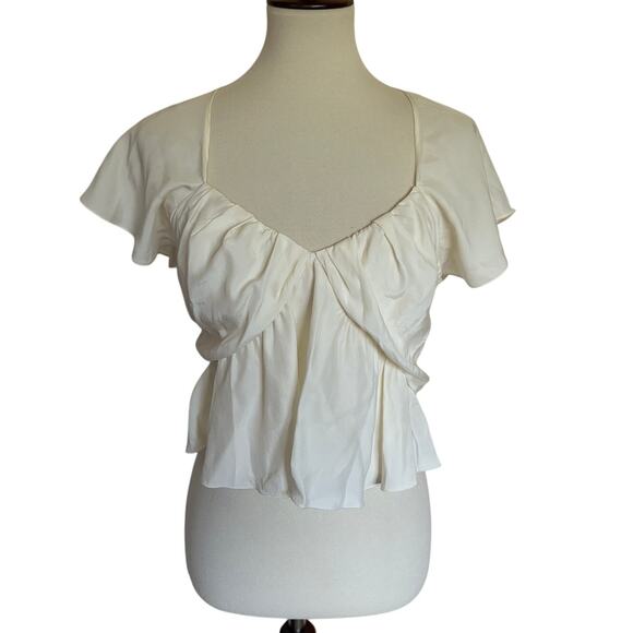 FRAME  Women's Shirred Flounce Top - Picture 2 of 5